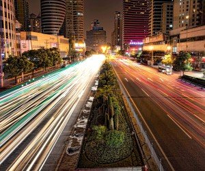 Busy Road in Shanghai at Night Wallpaper